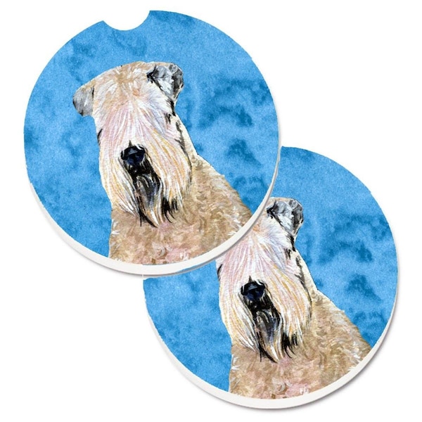 Carolines Treasures Blue Soft Coated Wheaten Terrier Set of 2 Cup Holder Car Coaster SS4769-BUCARC - main